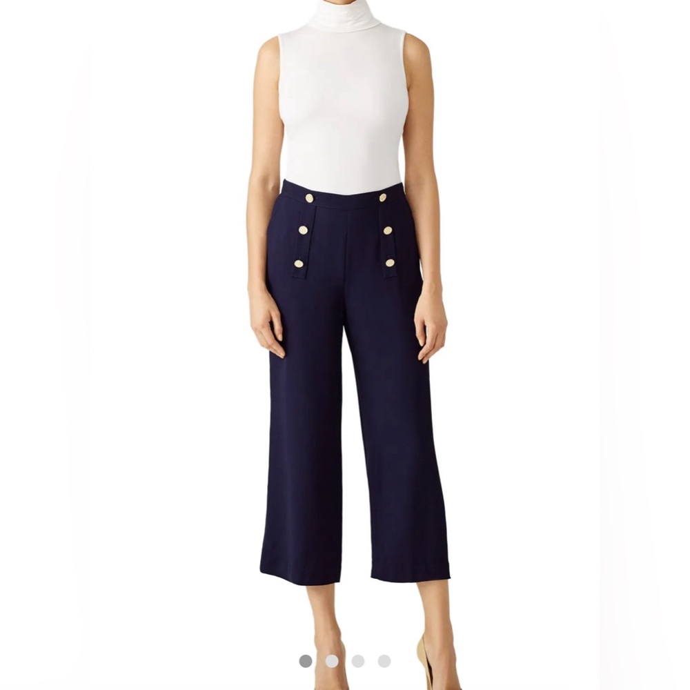 Draper James Navy Cropped Sailor Pants